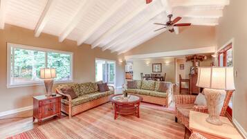 TV, DVD player, books