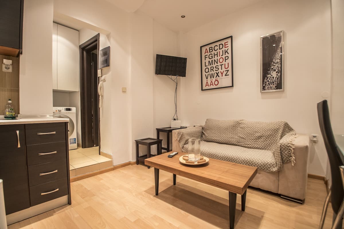 Lejlighed (Max 2) | Opholdsområde | Fladskærms-tv, dvd-afspiller