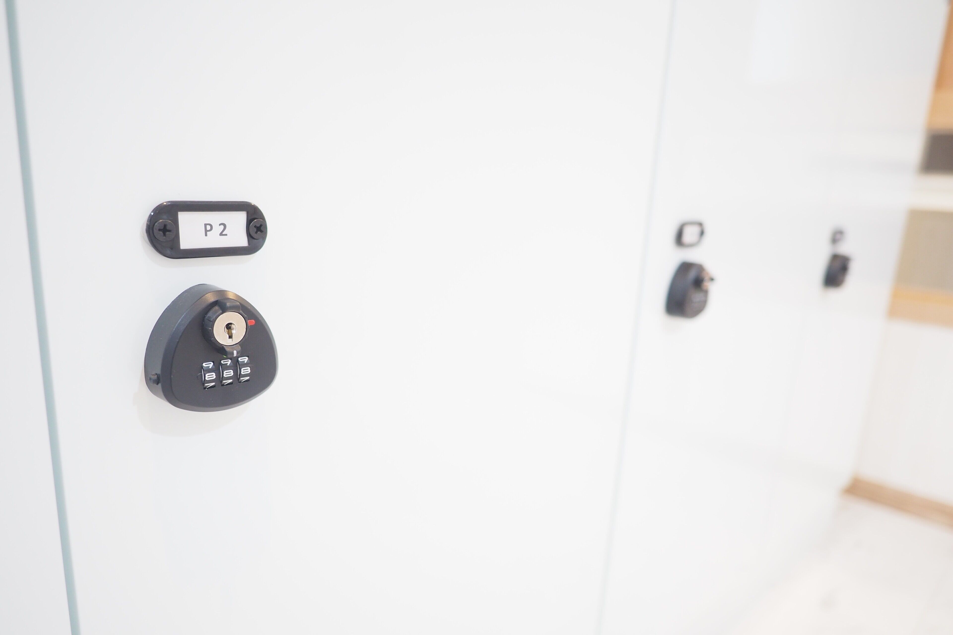 A door with a keyhole and a label reading "P2".