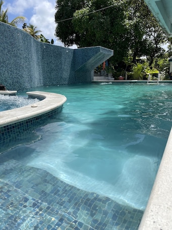 Outdoor pool. The Hummingbird Villa Luxury Suite- Vacation Rental Beach Resort Villa in Mayaro