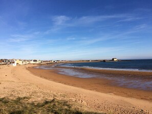 Beach nearby, sun loungers