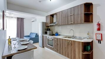 Fridge, microwave, oven, toaster