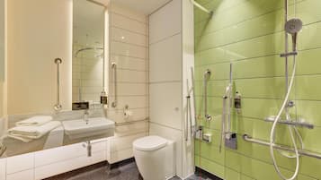 Standard Double Room, Roll-in Shower | Accessible bathroom
