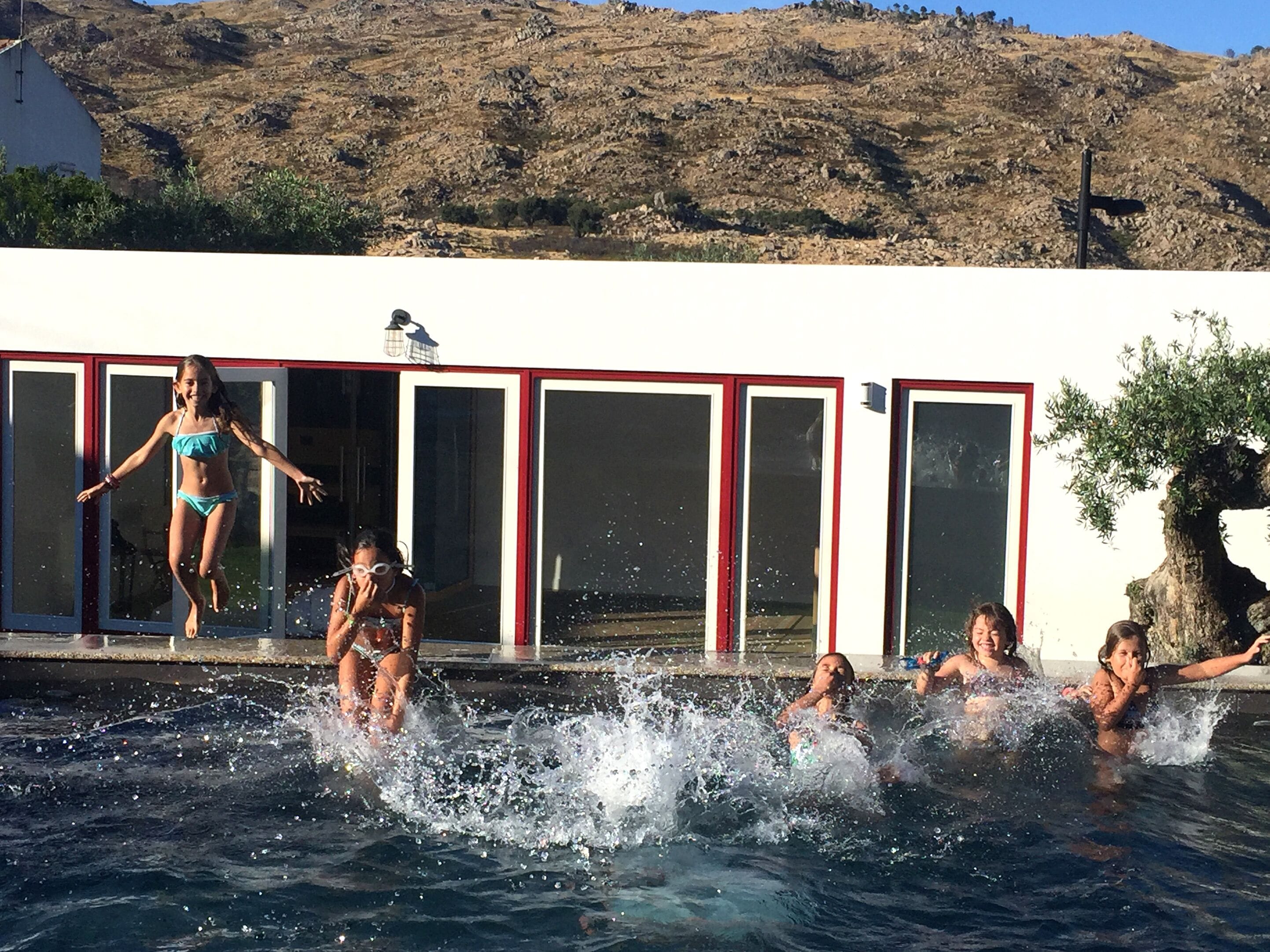 Outdoor pool, pool loungers