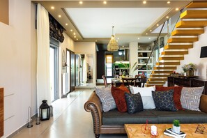 Älytelevisio, takka, videopelejä, kirjoja