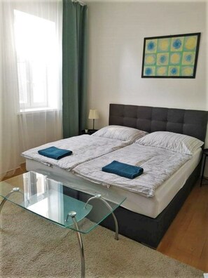Apartment, 1 Bedroom, Terrace | Desk, laptop workspace, blackout curtains, soundproofing - Apartmány Centro (Piestany)