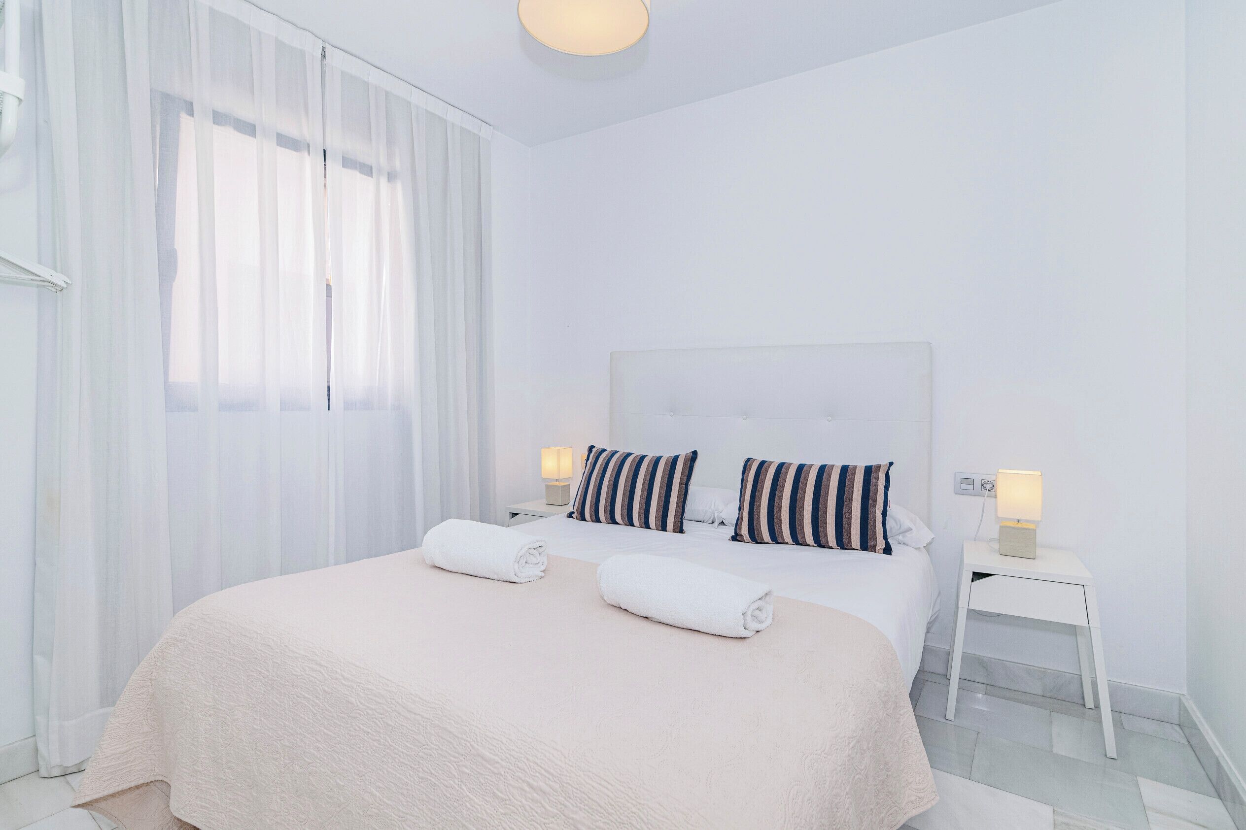 Down comforters, memory foam beds, laptop workspace, blackout drapes