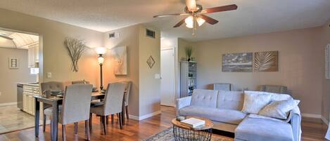 TV, DVD player, books, stereo