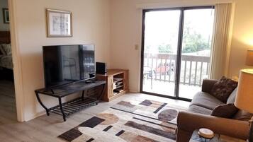 公寓客房, 多張床, 熱水浴缸, 海景 | 客廳 | 電視