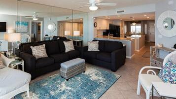 Condo, Multiple Beds, Private Pool, Ocean View | Living room | TV