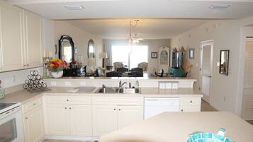 Condo, Multiple Beds, Balcony, Ocean View | Private kitchen | Fridge, microwave, stovetop, dishwasher