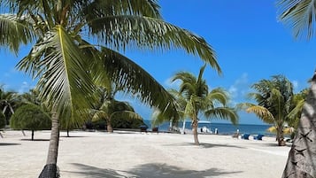 靠近海滩、沙滩椅、沙滩毛巾
