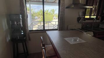 Coffee/tea maker, blender, cookware/dishes/utensils, spices