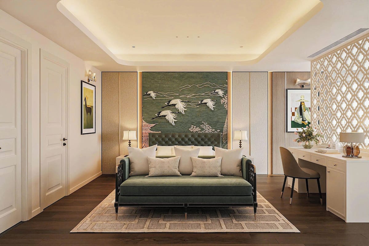 Suite (Balcony) | Luxe beddengoed, een minibar, een kluis op de kamer, een bureau