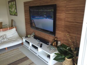 Télévision, lecteur de DVD, table de tennis de table