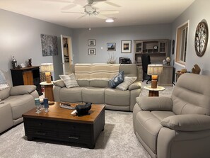 Smart TV, fireplace, printers