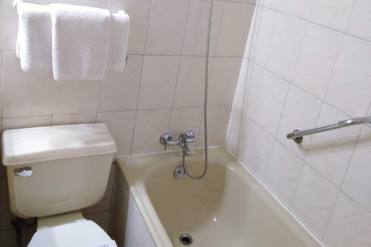 standard triple room | bathroom | combined shower/bathtub, deep-soaking bathtub, rainfall showerhead