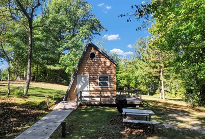 Tiny Home with Big Balcony Overlooking Long Lake