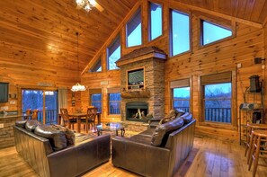 TV, fireplace, video games, DVD player