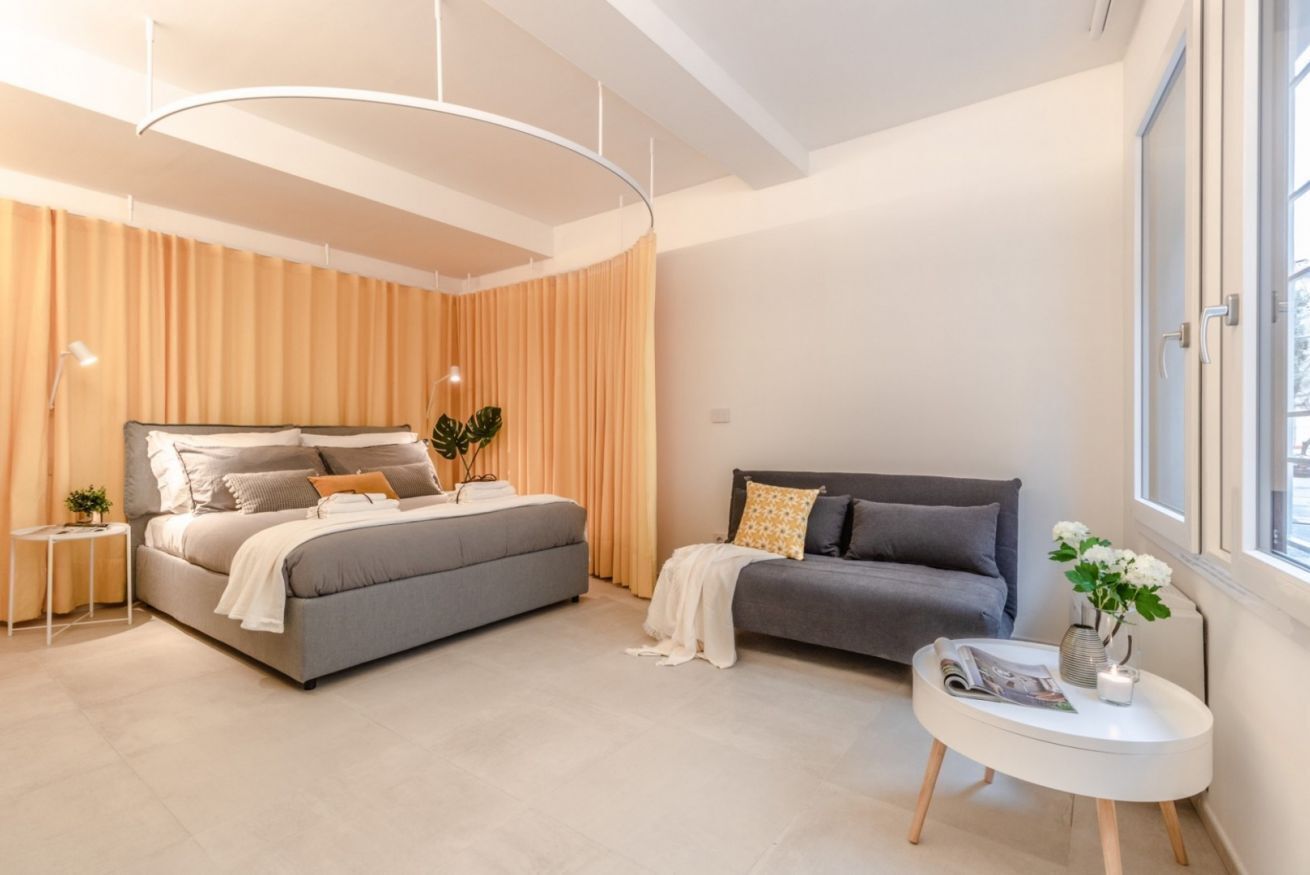 A small modern and intimate alcove in the historical center of Bologna.