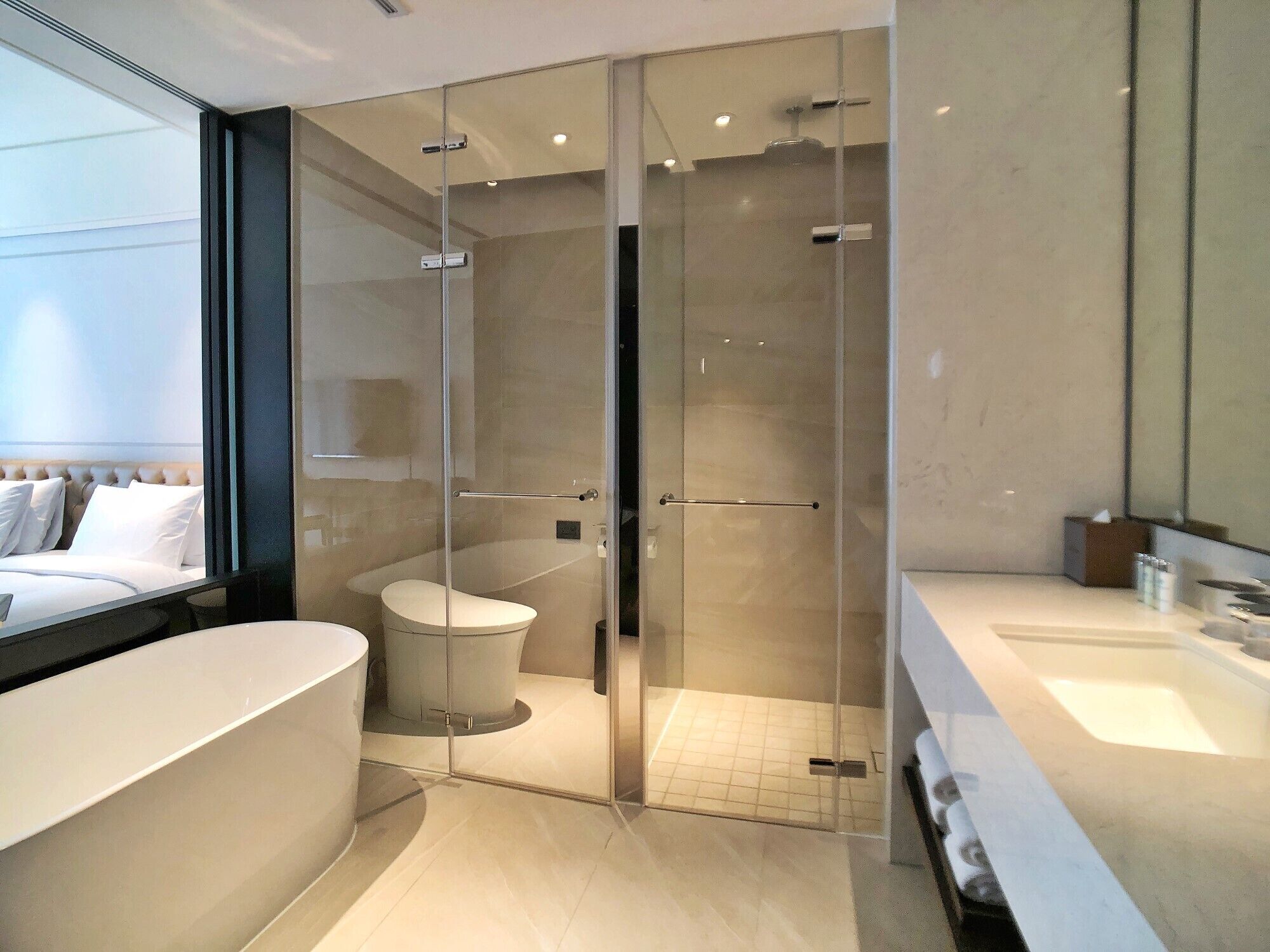 winery deluxe room | bathroom | hair dryer, bathrobes, slippers, electronic bidet