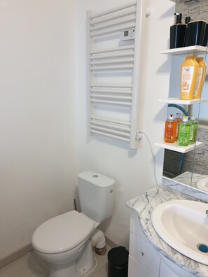 Dusche, Haartrockner, Handtücher