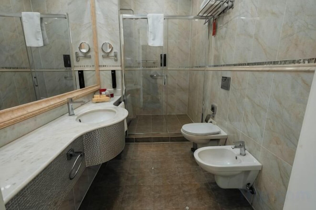 Free toiletries, hair dryer, bathrobes, slippers