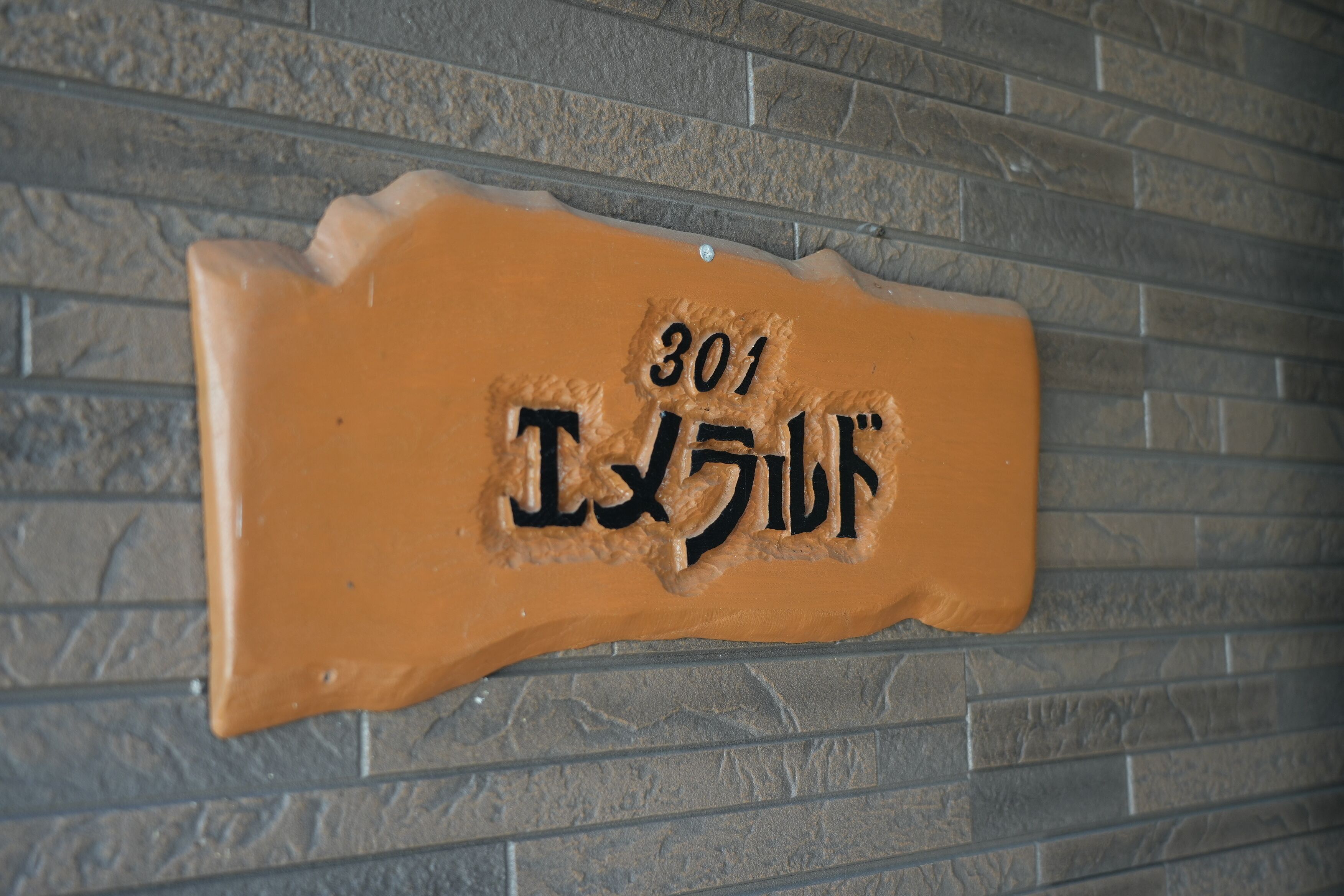 Un letrero en la pared con el número '301' y caracteres japoneses.