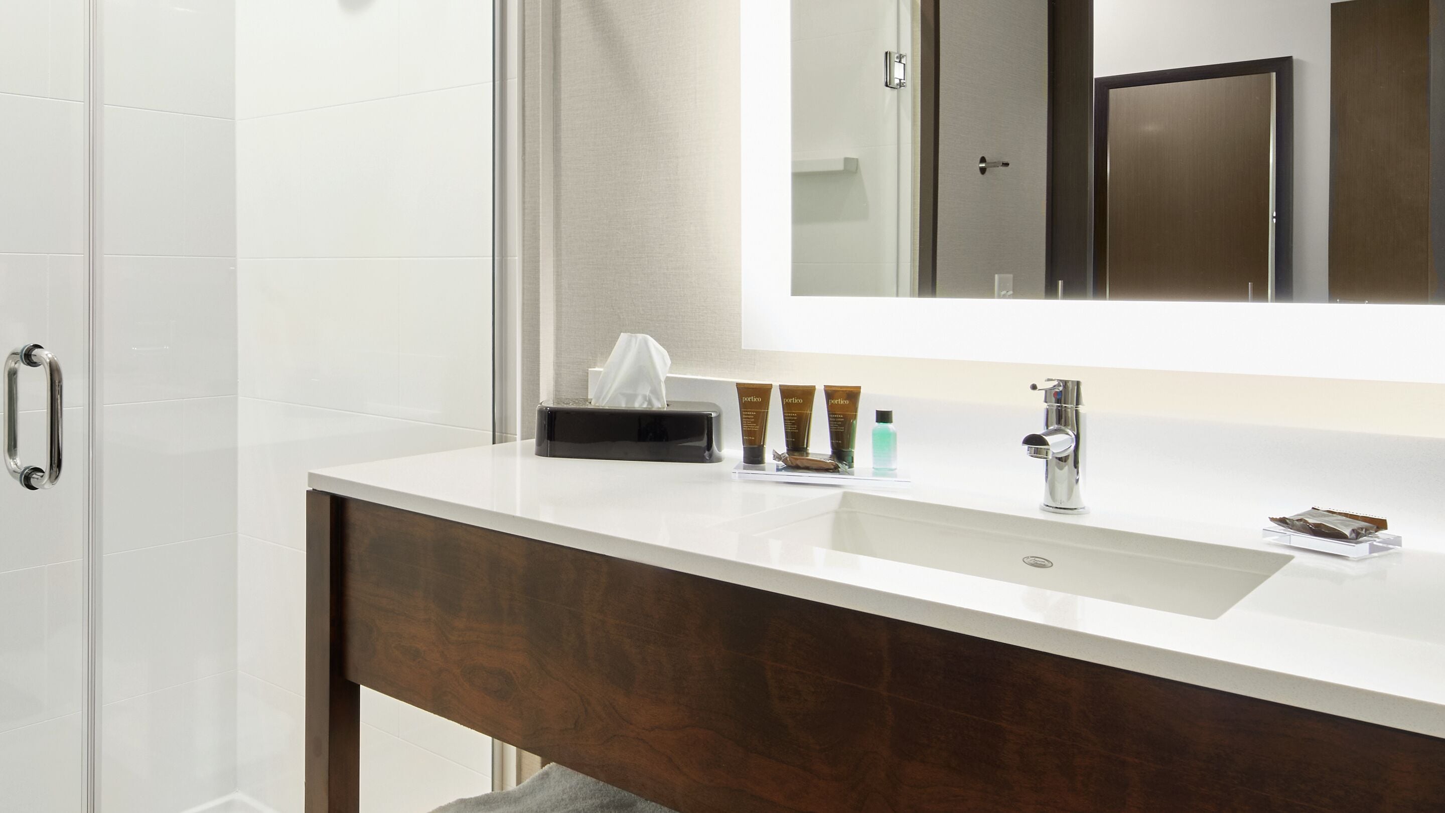 free toiletries, hair dryer, towels