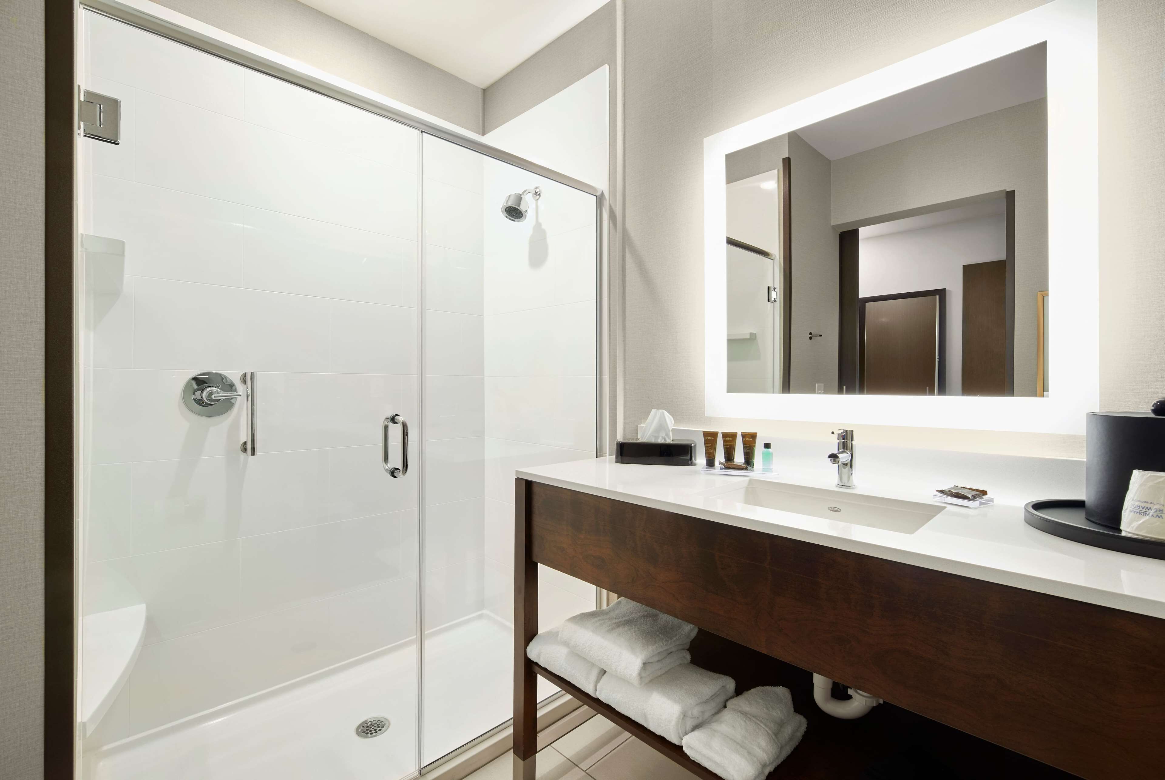 free toiletries, hair dryer, towels