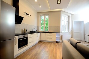 Apartment | Eigene Küche | Kühlschrank, Mikrowelle, Ofen, Herdplatte