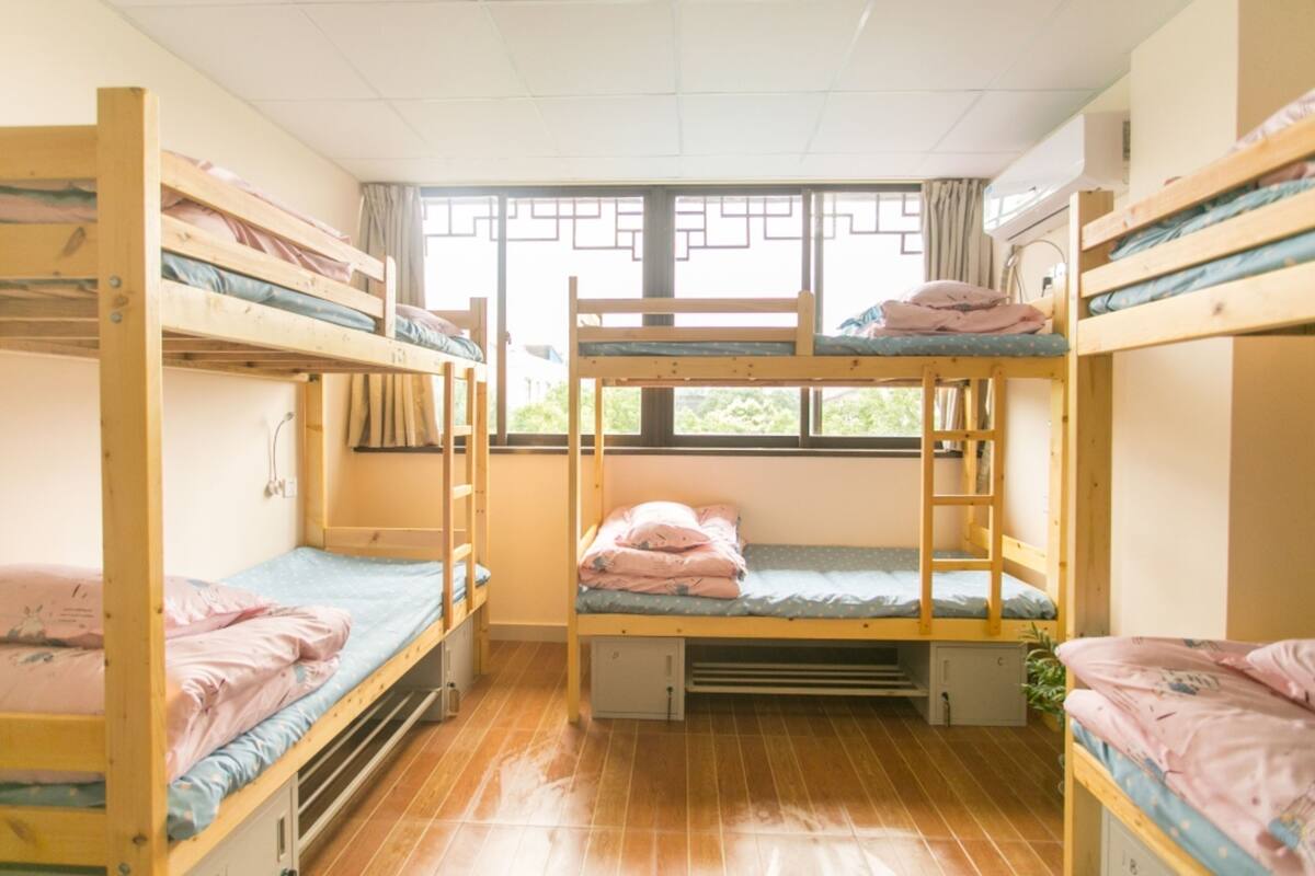 Bed in 6 -Bed Female Dormitory Room with shared bathroom | Blackout drapes, WiFi (free)