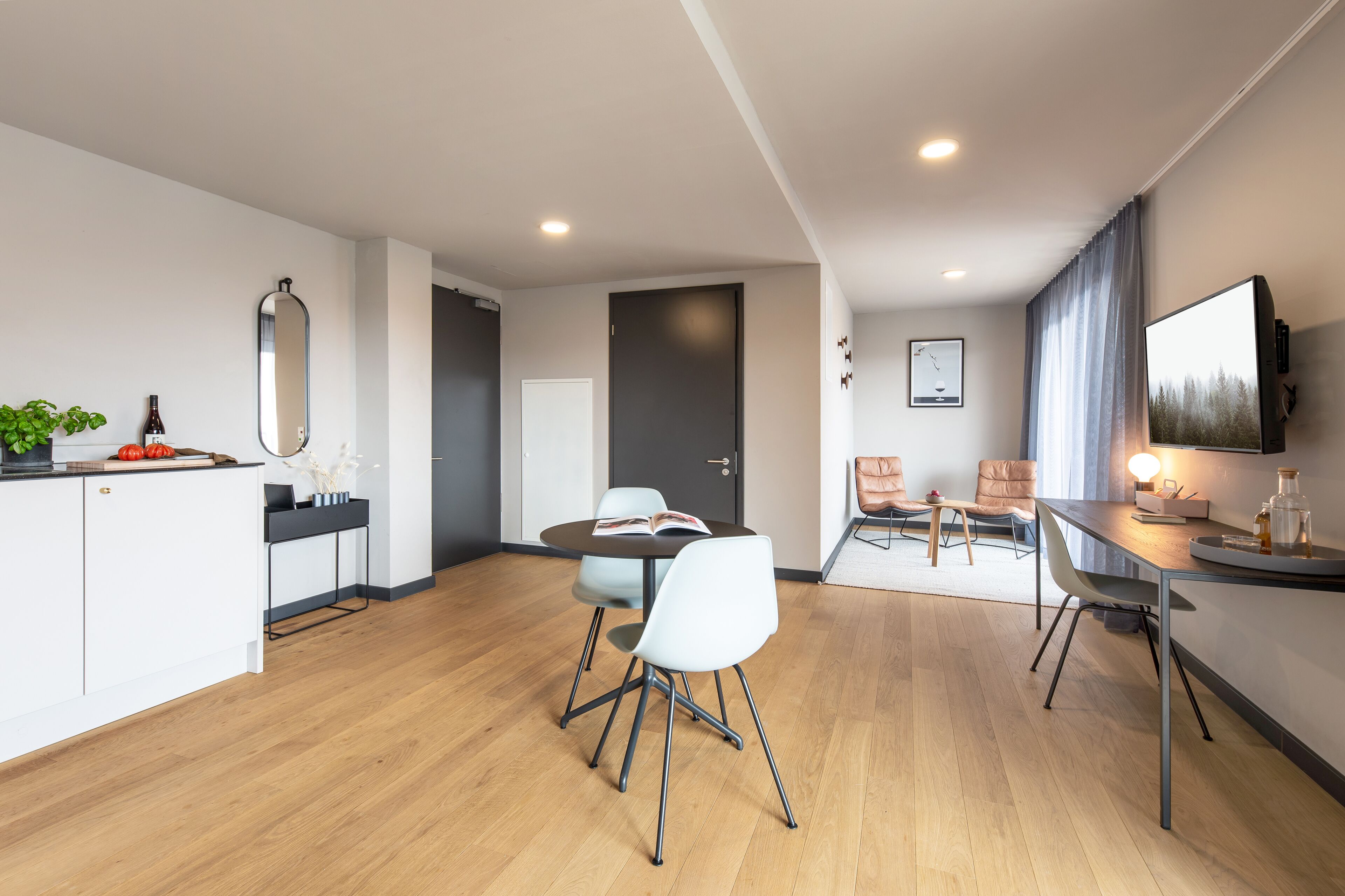 Apartment Luxury with balcony | Wohnbereich | Fernseher