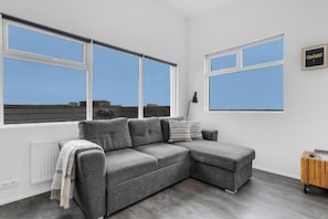 Cabin, 1 Bedroom, Hot Tub | Living area | Flat-screen TV