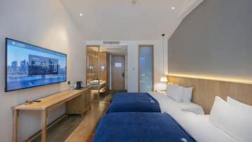 Desk, blackout curtains, free WiFi, bed sheets