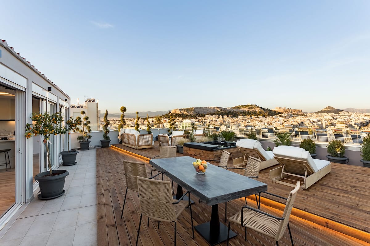 Deluxe Penthouse (Acropolis View) | Terrace/patio