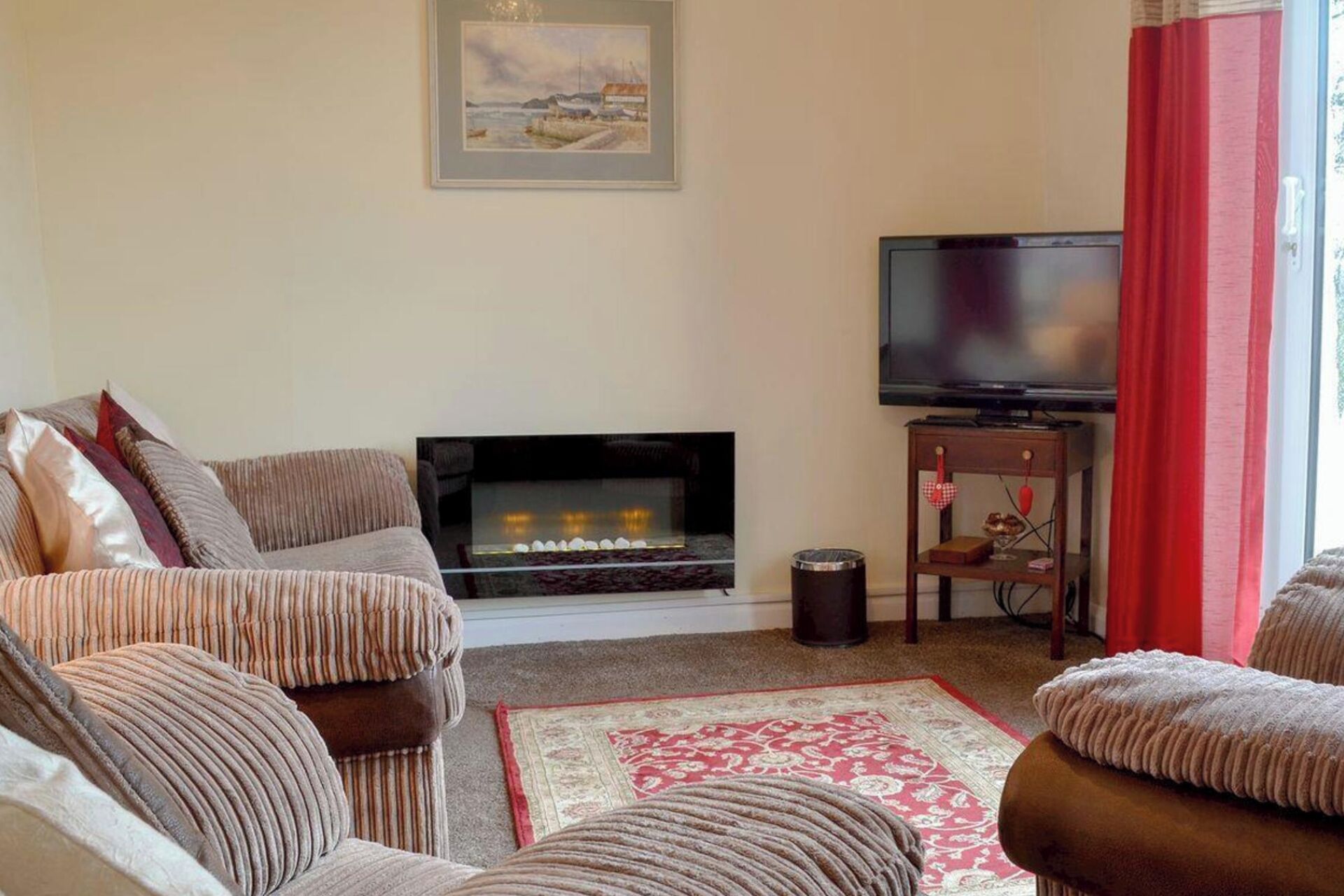 30-inch flat-screen TV with digital channels, TV