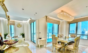 Three bedroom with Full Burj Khalifa and fountain view | In-room dining