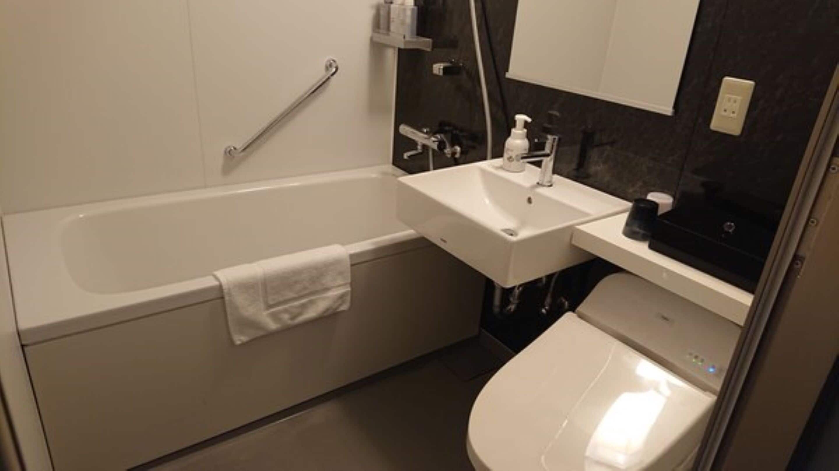 separate bathtub and shower, free toiletries, hair dryer, slippers