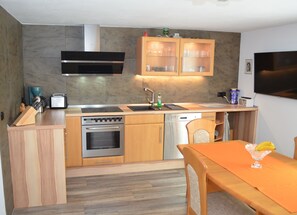 Kühlschrank, Mikrowelle, Herdplatte, Geschirrspüler