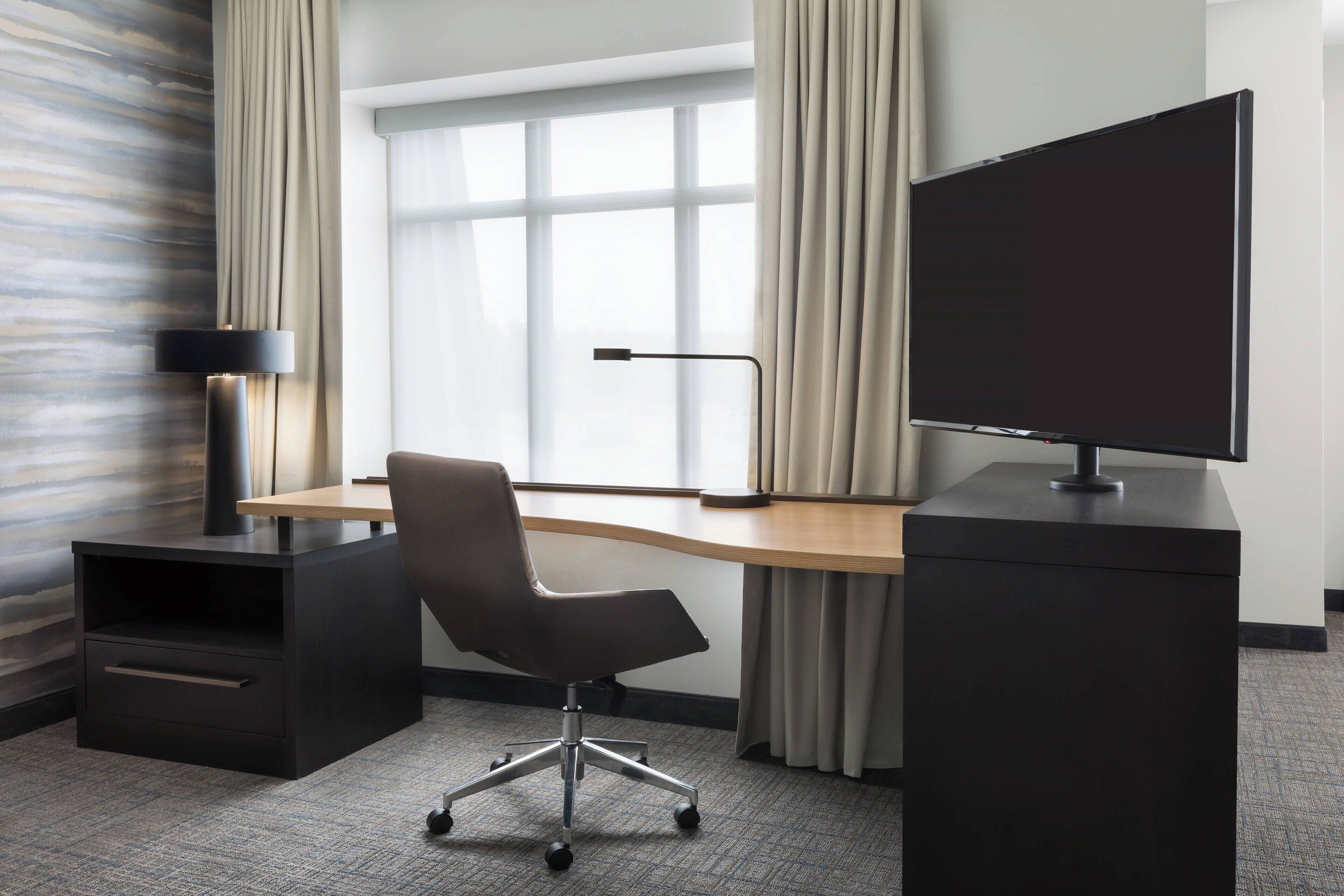 in-room safe, desk, laptop workspace, blackout curtains