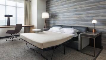 In-room safe, desk, laptop workspace, blackout curtains