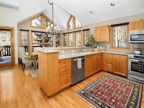 Fridge, microwave, oven, stovetop - Haymeadow Townhome A1 | 5BR Ski-Out, Private Hot Tub (Avon)