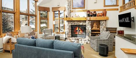 TV, fireplace, stereo