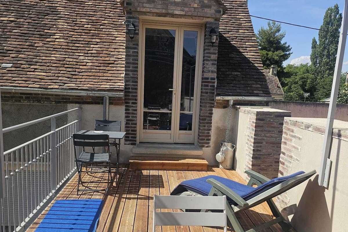 Romantisches Ferienhaus, mit Bad, Gartenblick | Terrasse/Patio
