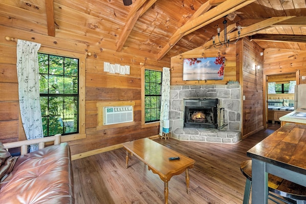 TV, fireplace
