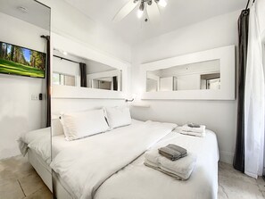 4 bedrooms, memory-foam beds, in-room safe, desk