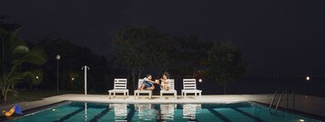 Outdoor pool, open 7:00 AM to 7:00 PM, sun loungers