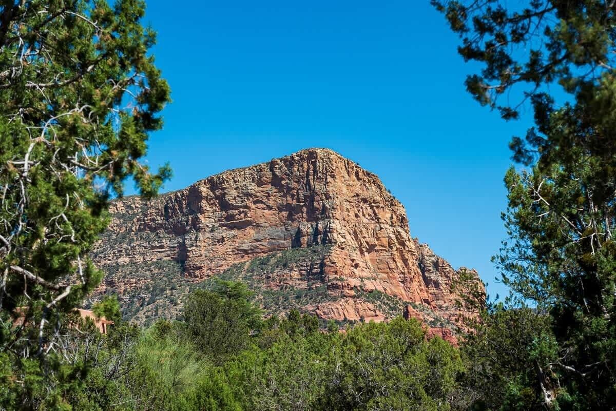 A mountain with a clear sky.
