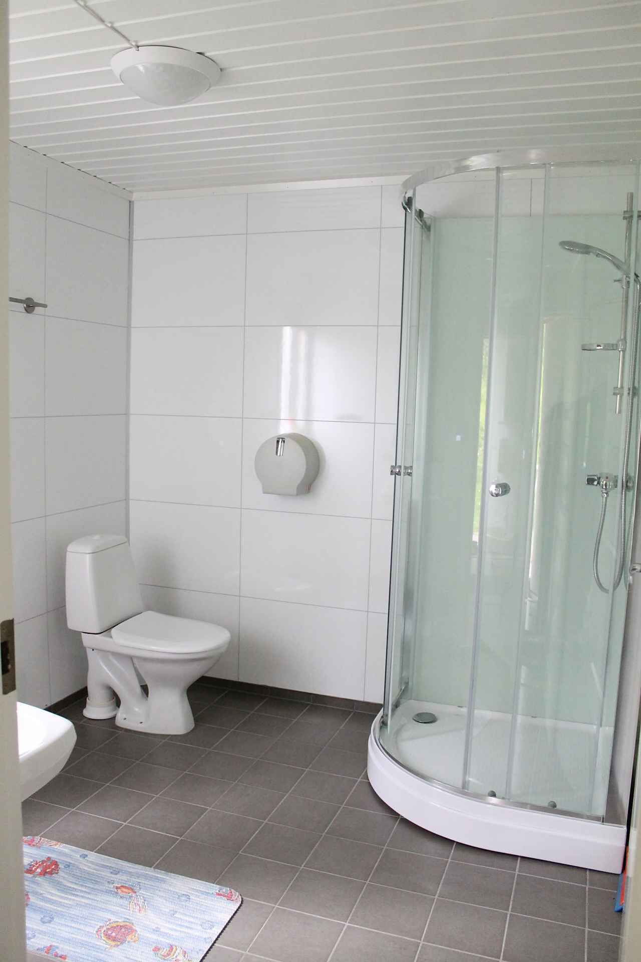 Dusj, hårføner og håndklær